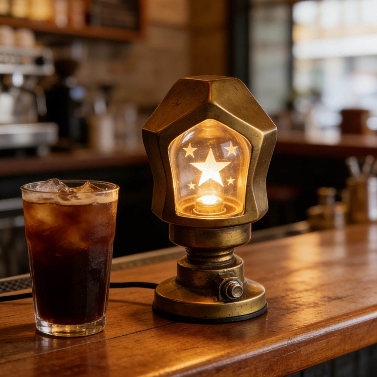 Vintage Starburst Metal Table Lamp - Industrial Steampunk Accent Lamp for Bar & Living Room