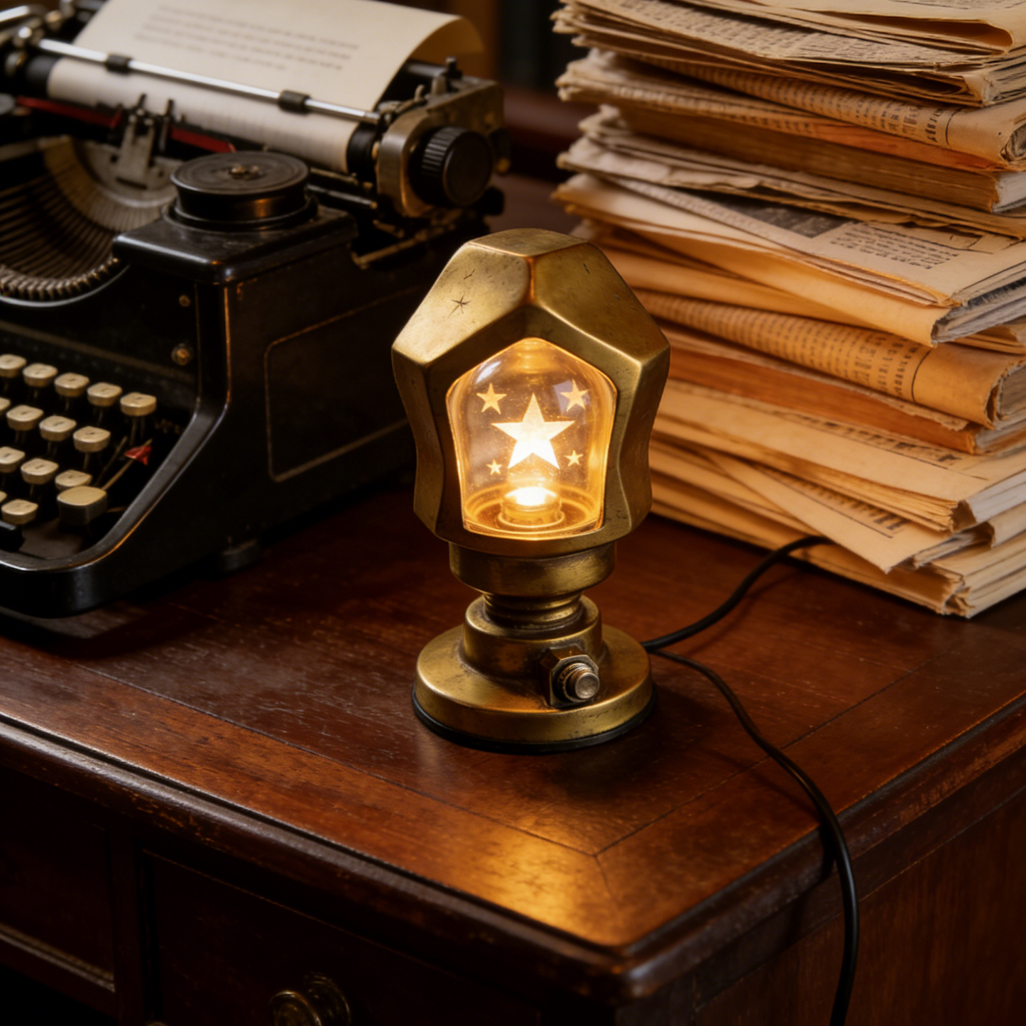 Vintage Starburst Metal Table Lamp - Industrial Steampunk Accent Lamp for Bar & Living Room